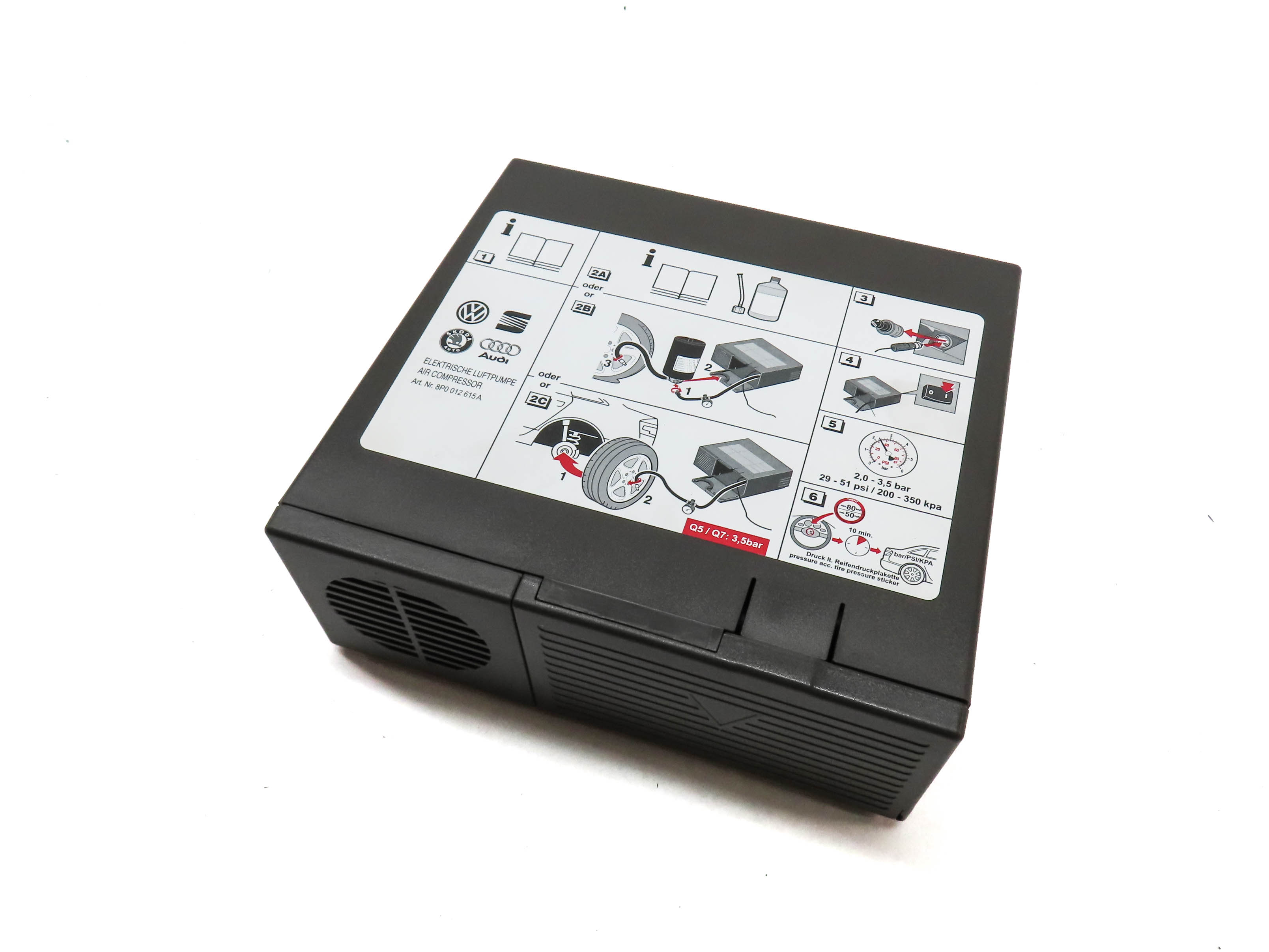 2017 AUDI Q5 (B8 8R) EMERGENCY SPARE TIRE AIR PUMP COMPRESSOR MOTOR — exact item pictured